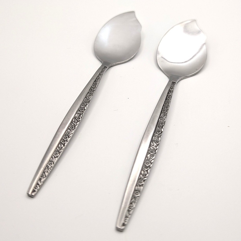 Coventry Bouquet Stainless Japan Floral Jelly Jam Spoons Set of 2 Vintage 6"